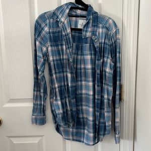 Light blue flannel, full button up